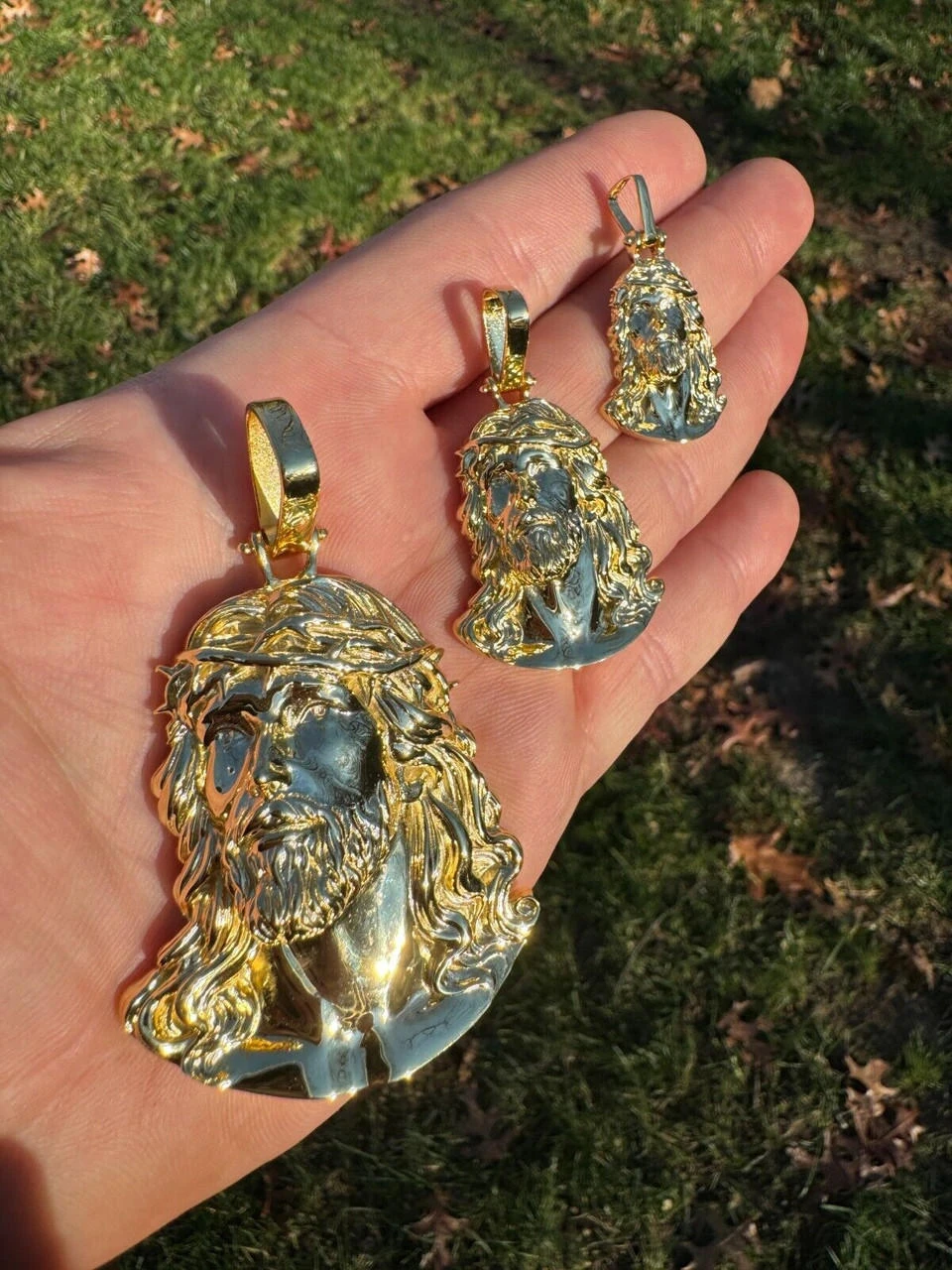 HEAVY Real Solid 925 Silver 14k Gold Vermeil Plain Jesus Piece Pendant Necklace 22 HEAVY Real Solid 925 Silver 14k Gold Vermeil Plain Jesus Piece Pendant Necklace - Image 20