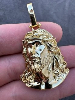 HEAVY Real Solid 925 Silver 14k Gold Vermeil Plain Jesus Piece Pendant Necklace 37 HEAVY Real Solid 925 Silver 14k Gold Vermeil Plain Jesus Piece Pendant Necklace -Harlem Bling Shop harlembling heavy real solid 925 silver 14k gold vermeil plain jesus piece pendant necklace 66068.1702702693