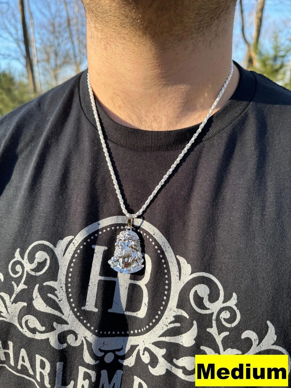 HEAVY Real Solid 925 Sterling Silver Plain Jesus Piece Pendant Necklace DETAILED 15 HEAVY Real Solid 925 Sterling Silver Plain Jesus Piece Pendant Necklace DETAILED - Image 13