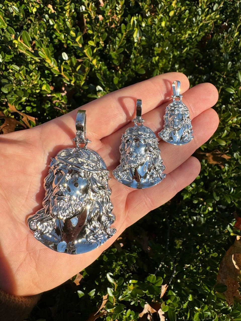 HEAVY Real Solid 925 Sterling Silver Plain Jesus Piece Pendant Necklace DETAILED 4 HEAVY Real Solid 925 Sterling Silver Plain Jesus Piece Pendant Necklace DETAILED - Image 2