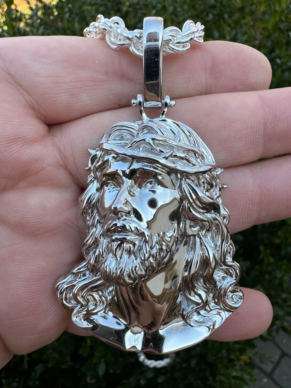 HEAVY Real Solid 925 Sterling Silver Plain Jesus Piece Pendant Necklace DETAILED 7 HEAVY Real Solid 925 Sterling Silver Plain Jesus Piece Pendant Necklace DETAILED - Image 5