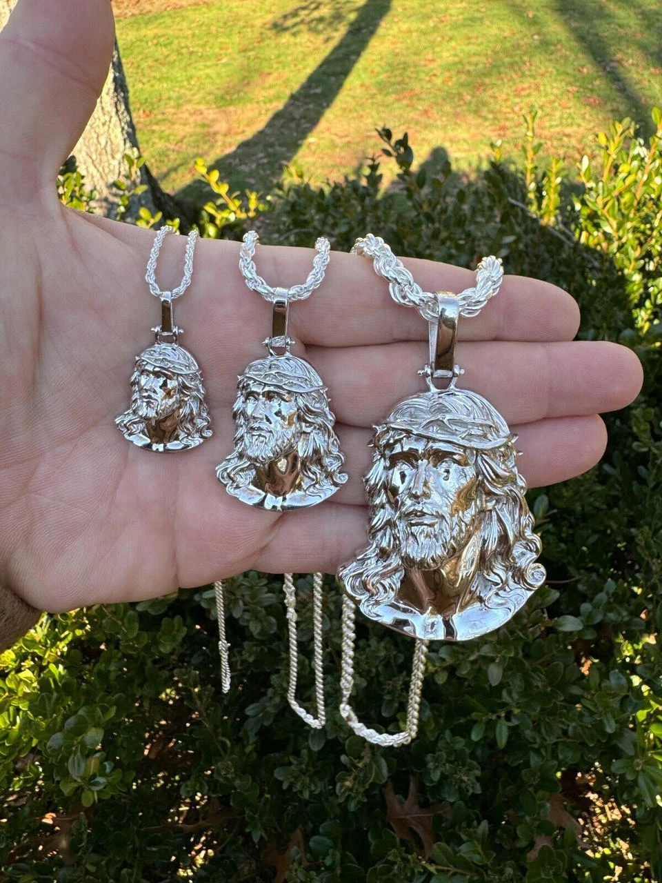 HEAVY Real Solid 925 Sterling Silver Plain Jesus Piece Pendant Necklace DETAILED 8 HEAVY Real Solid 925 Sterling Silver Plain Jesus Piece Pendant Necklace DETAILED - Image 6