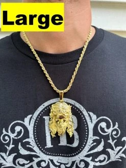 HEAVY SOLID Real 14k Gold Over 925 Sterling Silver Jesus Piece Pendant - 1-2.5" -Harlem Bling Shop harlembling heavy solid real 14k gold over 925 sterling silver jesus piece pendant 1 2.5 30933.1689204361