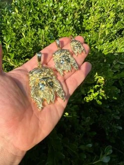 HEAVY SOLID Real 14k Gold Over 925 Sterling Silver Jesus Piece Pendant - 1-2.5" -Harlem Bling Shop harlembling heavy solid real 14k gold over 925 sterling silver jesus piece pendant 1 2.5 78357.1689204601