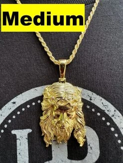 HEAVY SOLID Real 14k Gold Over 925 Sterling Silver Jesus Piece Pendant - 1-2.5" -Harlem Bling Shop harlembling heavy solid real 14k gold over 925 sterling silver jesus piece pendant 1 2.5 84057.1689204396
