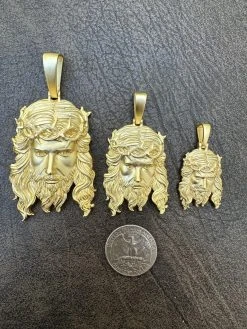 HEAVY SOLID Real 14k Gold Over 925 Sterling Silver Jesus Piece Pendant Necklace 32 HEAVY SOLID Real 14k Gold Over 925 Sterling Silver Jesus Piece Pendant Necklace -Harlem Bling Shop harlembling heavy solid real 14k gold over 925 sterling silver jesus piece pendant necklace 06115.1689117783
