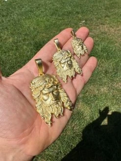 HEAVY SOLID Real 14k Gold Over 925 Sterling Silver Jesus Piece Pendant Necklace 35 HEAVY SOLID Real 14k Gold Over 925 Sterling Silver Jesus Piece Pendant Necklace -Harlem Bling Shop harlembling heavy solid real 14k gold over 925 sterling silver jesus piece pendant necklace 20659.1689117772