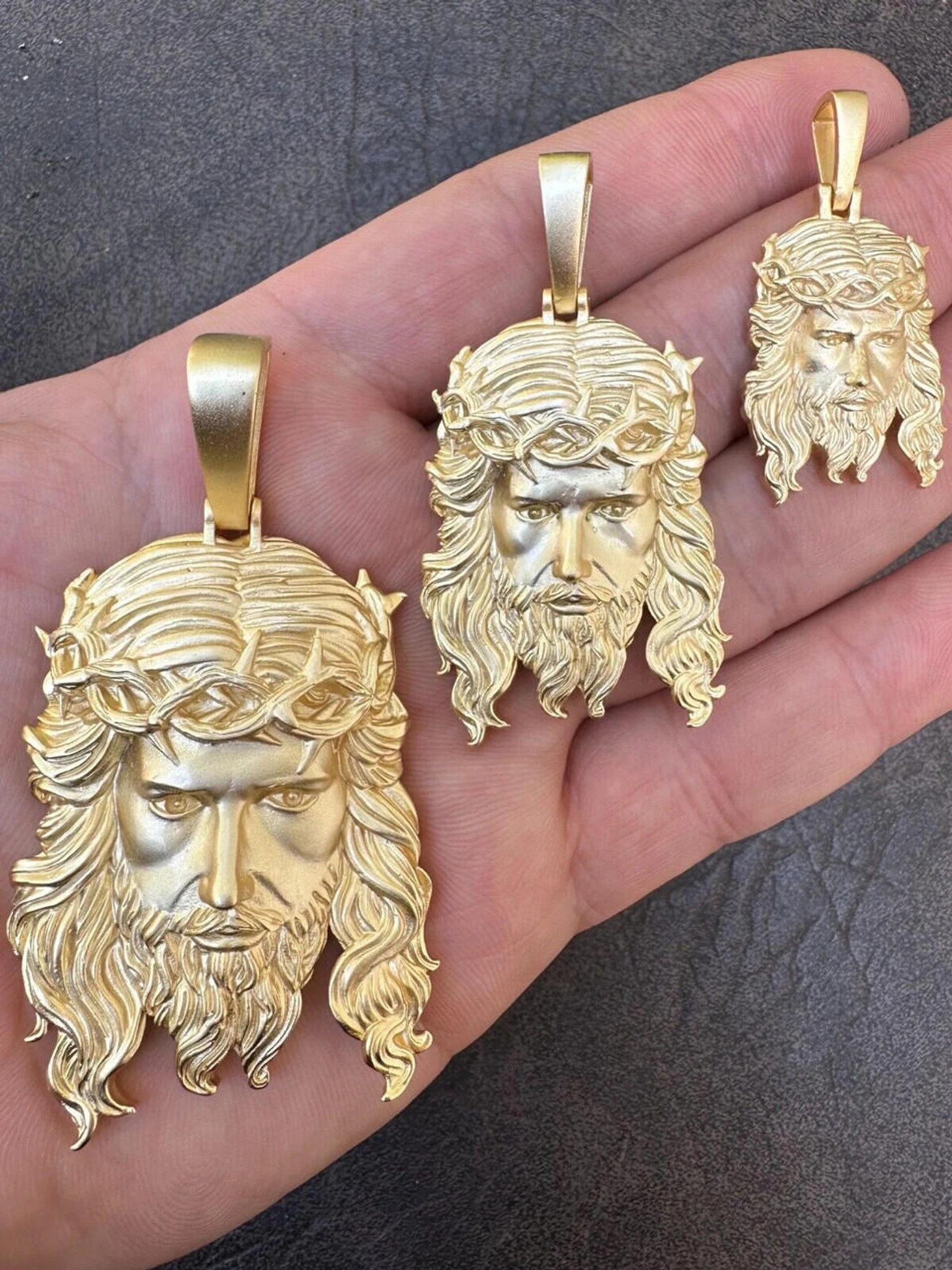 HEAVY SOLID Real 14k Gold Over 925 Sterling Silver Jesus Piece Pendant Necklace 3 HEAVY SOLID Real 14k Gold Over 925 Sterling Silver Jesus Piece Pendant Necklace