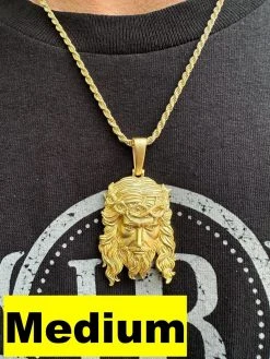 HEAVY SOLID Real 14k Gold Over 925 Sterling Silver Jesus Piece Pendant Necklace 36 HEAVY SOLID Real 14k Gold Over 925 Sterling Silver Jesus Piece Pendant Necklace -Harlem Bling Shop harlembling heavy solid real 14k gold over 925 sterling silver jesus piece pendant necklace 82460.1689117766