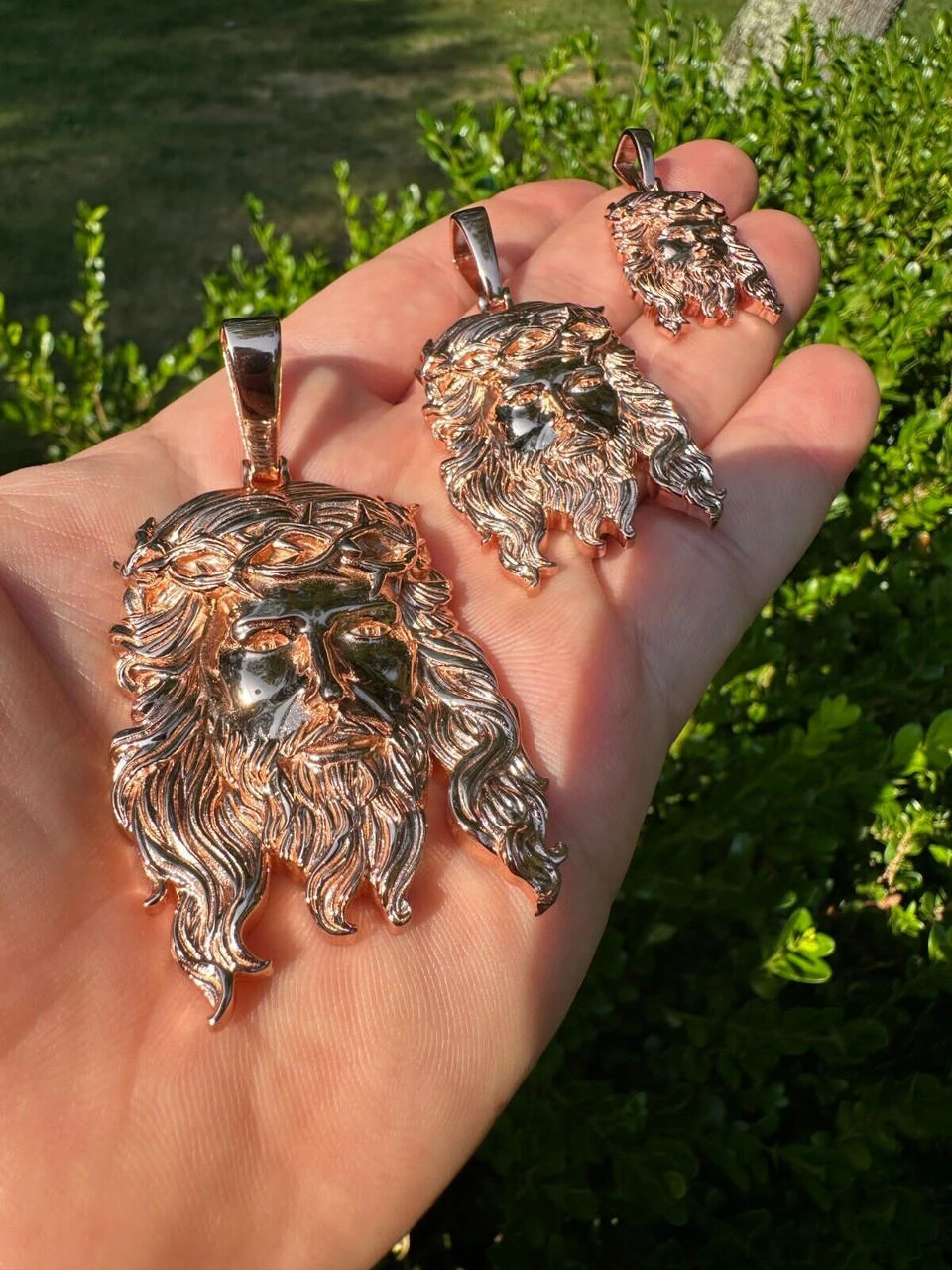 HEAVY SOLID Real 14k Rose Gold 925 Sterling Silver Jesus Piece Pendant - 1-2.5" 5 HEAVY SOLID Real 14k Rose Gold 925 Sterling Silver Jesus Piece Pendant - 1-2.5" - Image 3