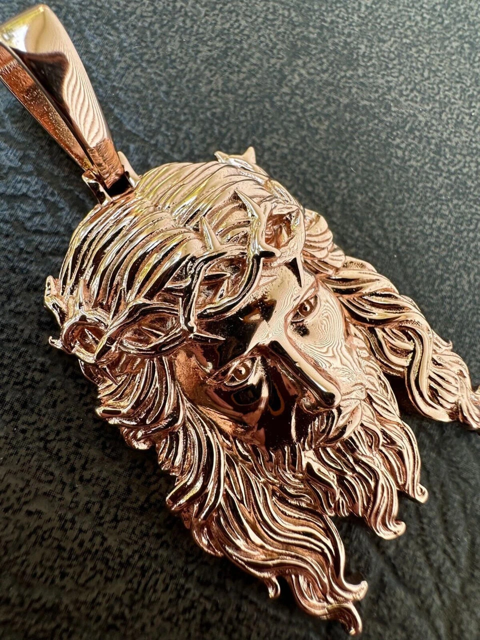 HEAVY SOLID Real 14k Rose Gold 925 Sterling Silver Jesus Piece Pendant - 1-2.5" 4 HEAVY SOLID Real 14k Rose Gold 925 Sterling Silver Jesus Piece Pendant - 1-2.5" - Image 2