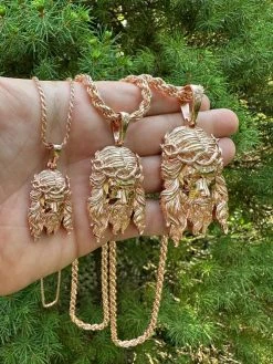 HEAVY SOLID Real 14k Rose Gold 925 Sterling Silver Jesus Piece Pendant - 1-2.5" 41 HEAVY SOLID Real 14k Rose Gold 925 Sterling Silver Jesus Piece Pendant - 1-2.5" -Harlem Bling Shop harlembling heavy solid real 14k rose gold 925 sterling silver jesus piece pendant 1 2.5 18328.1689204510