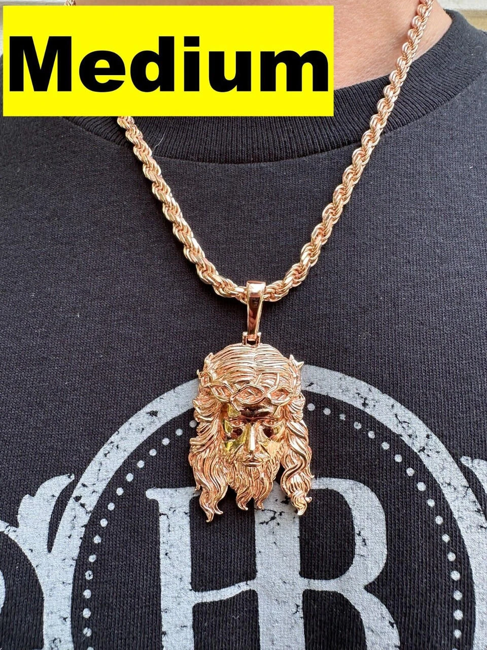 HEAVY SOLID Real 14k Rose Gold 925 Sterling Silver Jesus Piece Pendant - 1-2.5" 10 HEAVY SOLID Real 14k Rose Gold 925 Sterling Silver Jesus Piece Pendant - 1-2.5" - Image 8