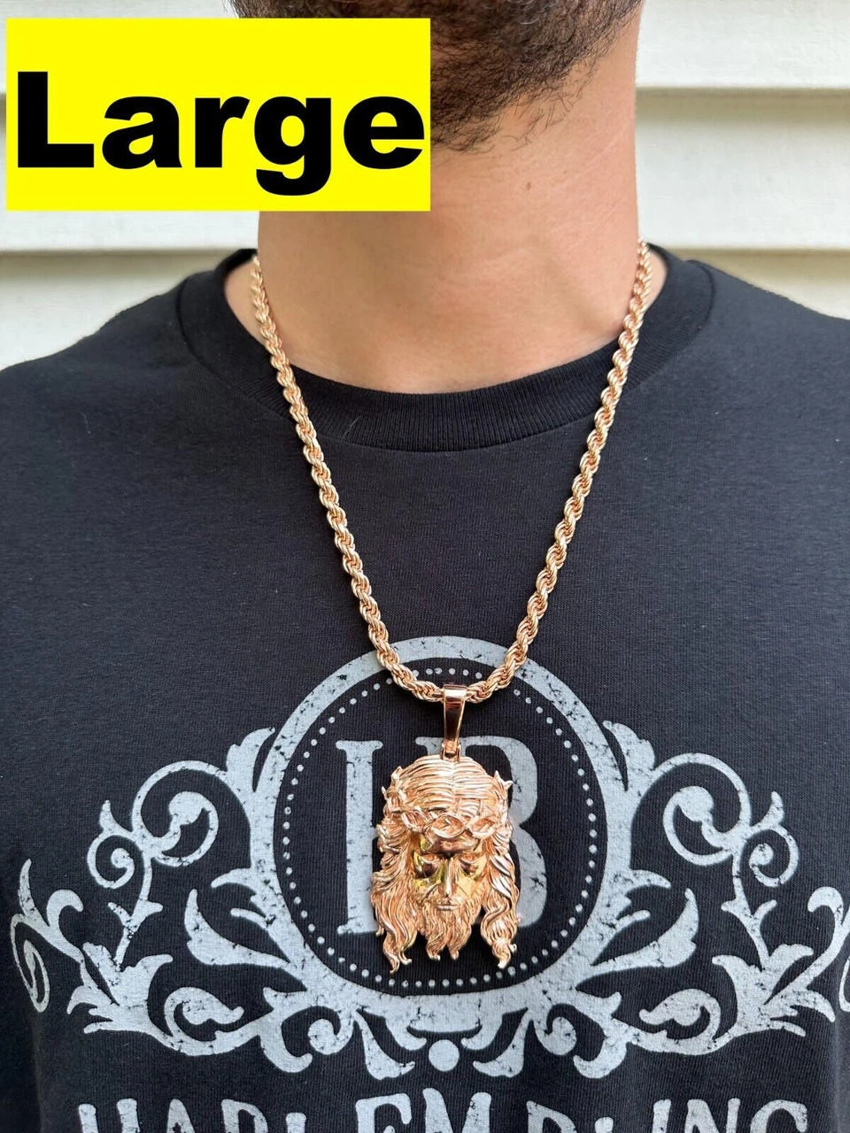 HEAVY SOLID Real 14k Rose Gold 925 Sterling Silver Jesus Piece Pendant - 1-2.5" 12 HEAVY SOLID Real 14k Rose Gold 925 Sterling Silver Jesus Piece Pendant - 1-2.5" - Image 10