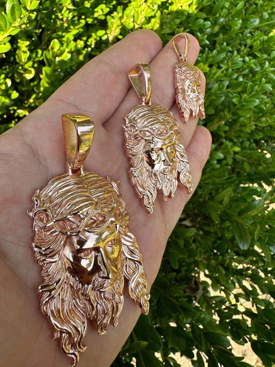 HEAVY SOLID Real 14k Rose Gold 925 Sterling Silver Jesus Piece Pendant - 1-2.5" 8 HEAVY SOLID Real 14k Rose Gold 925 Sterling Silver Jesus Piece Pendant - 1-2.5" - Image 6