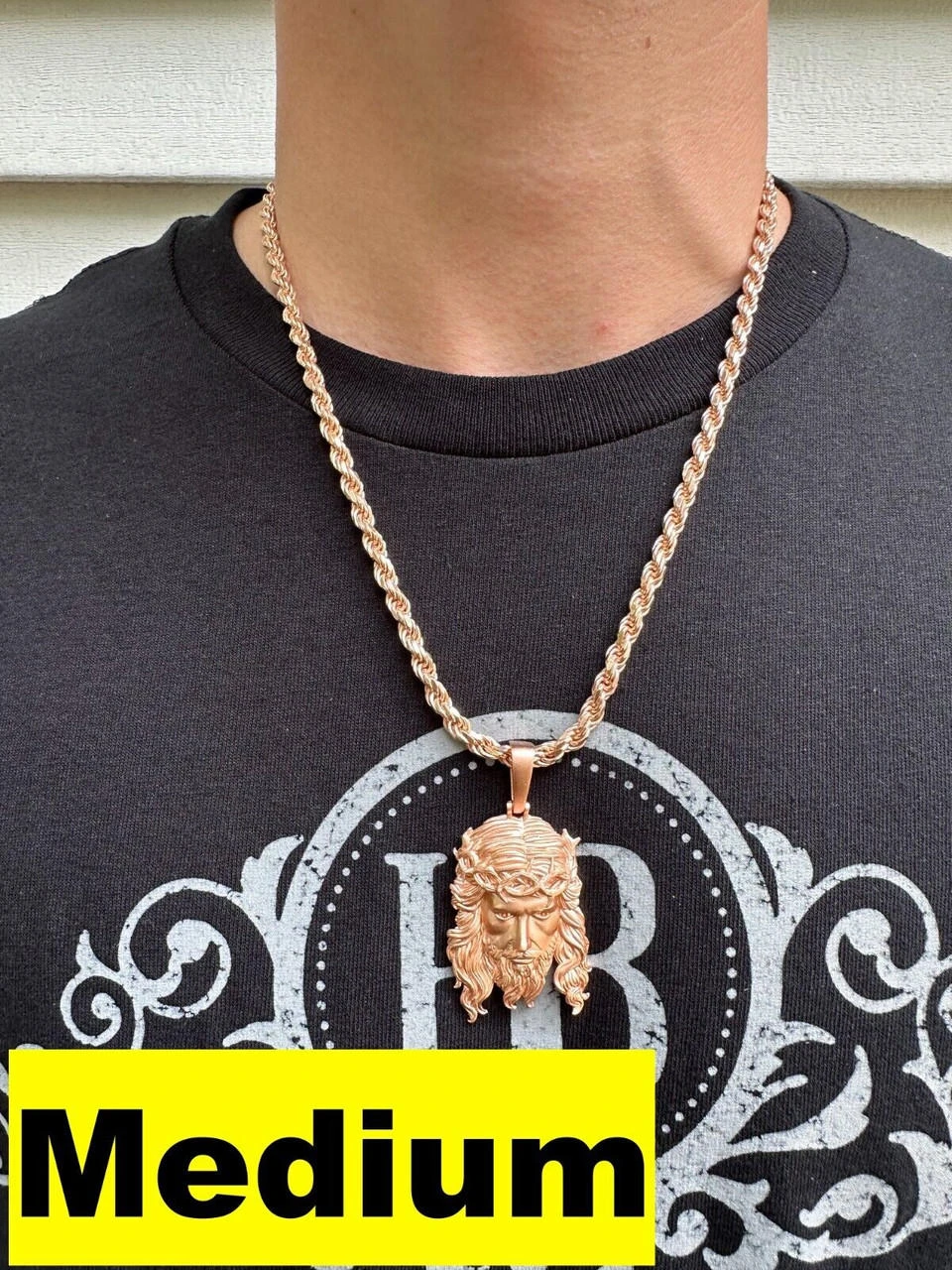 HEAVY SOLID Real 14k Rose Gold 925 Sterling Silver Jesus Piece Pendant Necklace 12 HEAVY SOLID Real 14k Rose Gold 925 Sterling Silver Jesus Piece Pendant Necklace - Image 10