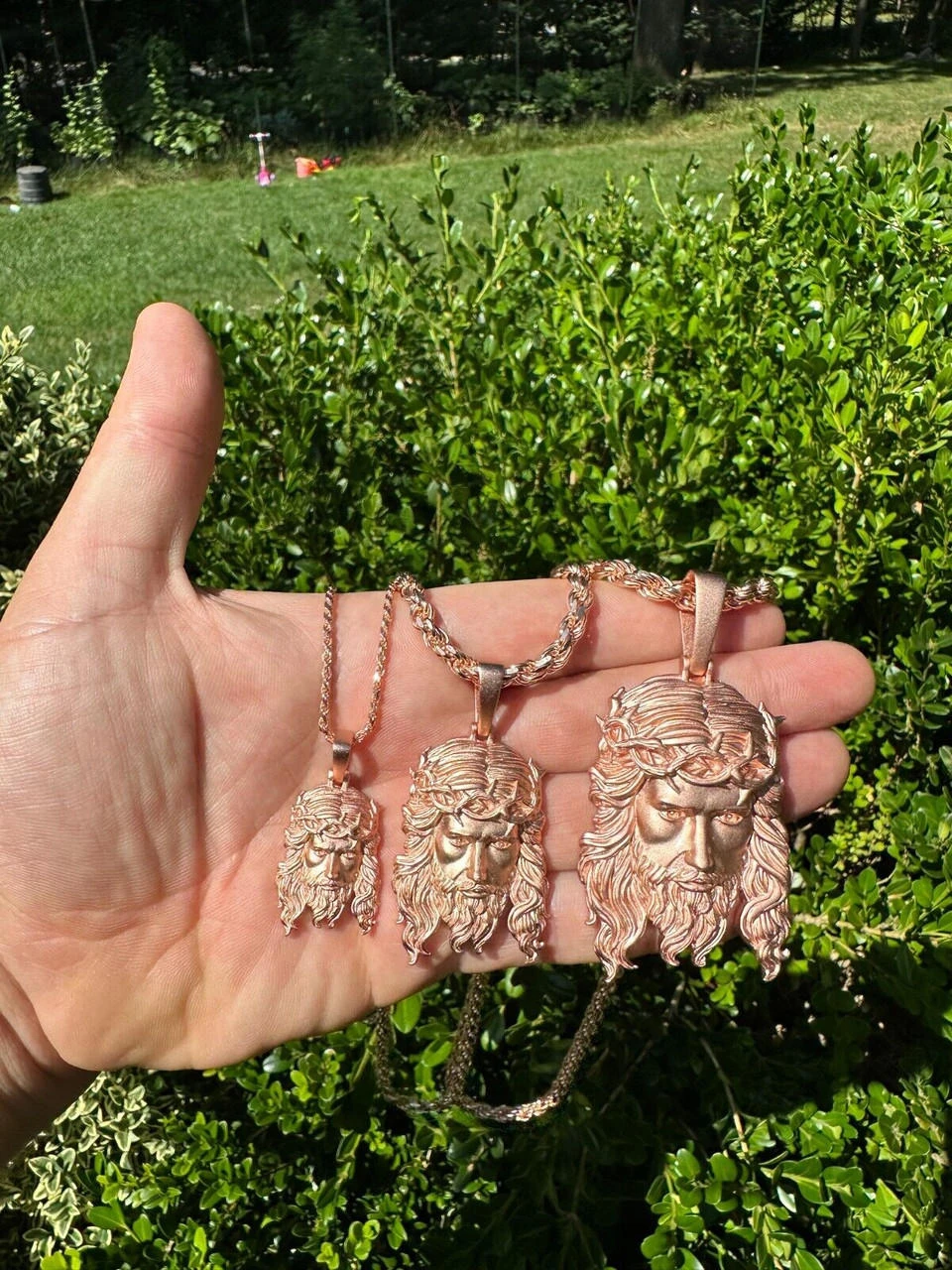 HEAVY SOLID Real 14k Rose Gold 925 Sterling Silver Jesus Piece Pendant Necklace 9 HEAVY SOLID Real 14k Rose Gold 925 Sterling Silver Jesus Piece Pendant Necklace - Image 7