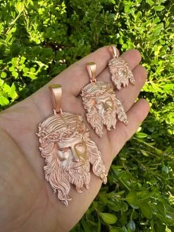 HEAVY SOLID Real 14k Rose Gold 925 Sterling Silver Jesus Piece Pendant Necklace 40 HEAVY SOLID Real 14k Rose Gold 925 Sterling Silver Jesus Piece Pendant Necklace -Harlem Bling Shop harlembling heavy solid real 14k rose gold 925 sterling silver jesus piece pendant necklace 27110.1689117812
