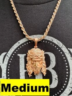 HEAVY SOLID Real 14k Rose Gold 925 Sterling Silver Jesus Piece Pendant Necklace 24 HEAVY SOLID Real 14k Rose Gold 925 Sterling Silver Jesus Piece Pendant Necklace -Harlem Bling Shop harlembling heavy solid real 14k rose gold 925 sterling silver jesus piece pendant necklace 50097.1690935502