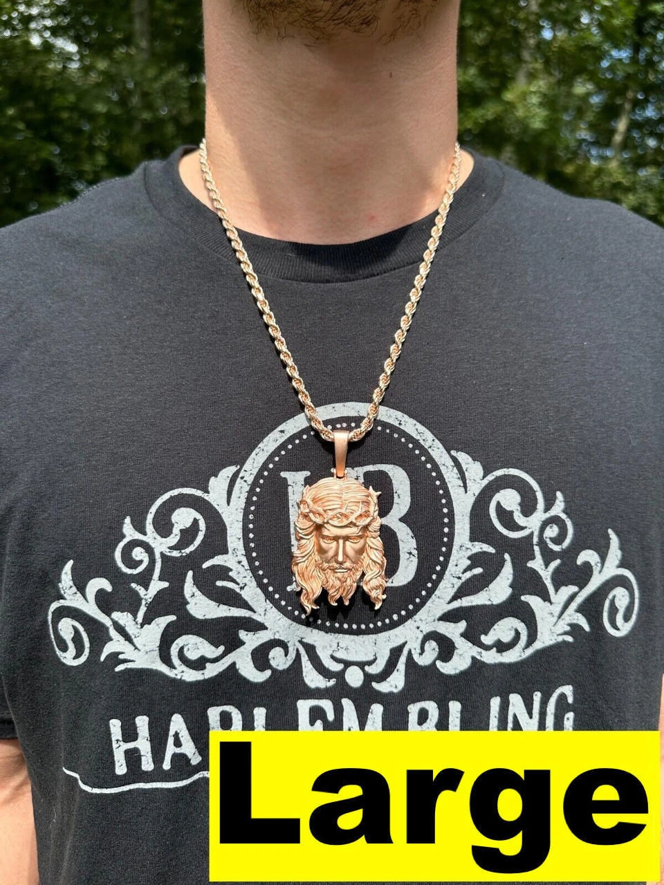 HEAVY SOLID Real 14k Rose Gold 925 Sterling Silver Jesus Piece Pendant Necklace 11 HEAVY SOLID Real 14k Rose Gold 925 Sterling Silver Jesus Piece Pendant Necklace - Image 9