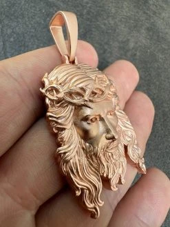 HEAVY SOLID Real 14k Rose Gold 925 Sterling Silver Jesus Piece Pendant Necklace 37 HEAVY SOLID Real 14k Rose Gold 925 Sterling Silver Jesus Piece Pendant Necklace -Harlem Bling Shop harlembling heavy solid real 14k rose gold 925 sterling silver jesus piece pendant necklace 84702.1689117794