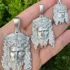 HEAVY SOLID Real 925 Sterling Silver Jesus Piece Pendant Necklace - 3 Sizes -Harlem Bling Shop harlembling heavy solid real 925 sterling silver jesus piece iced pendant necklace 3 sizes 04226.1688511785
