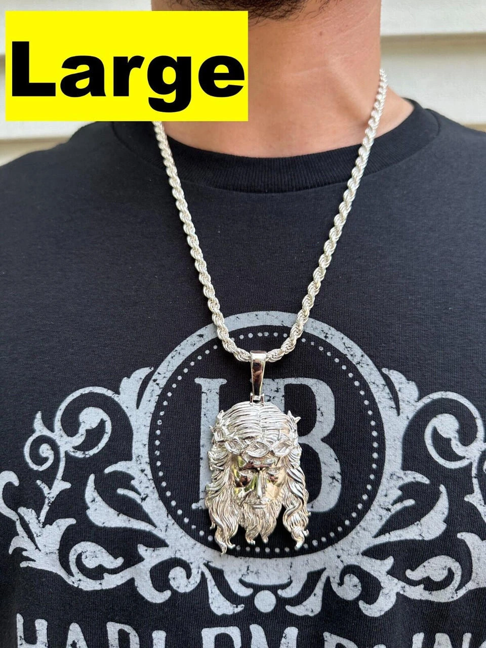 HEAVY SOLID Real Solid 925 Sterling Silver Jesus Piece Pendant Necklace - 1-2.5" 20 HEAVY SOLID Real Solid 925 Sterling Silver Jesus Piece Pendant Necklace - 1-2.5" - Image 18