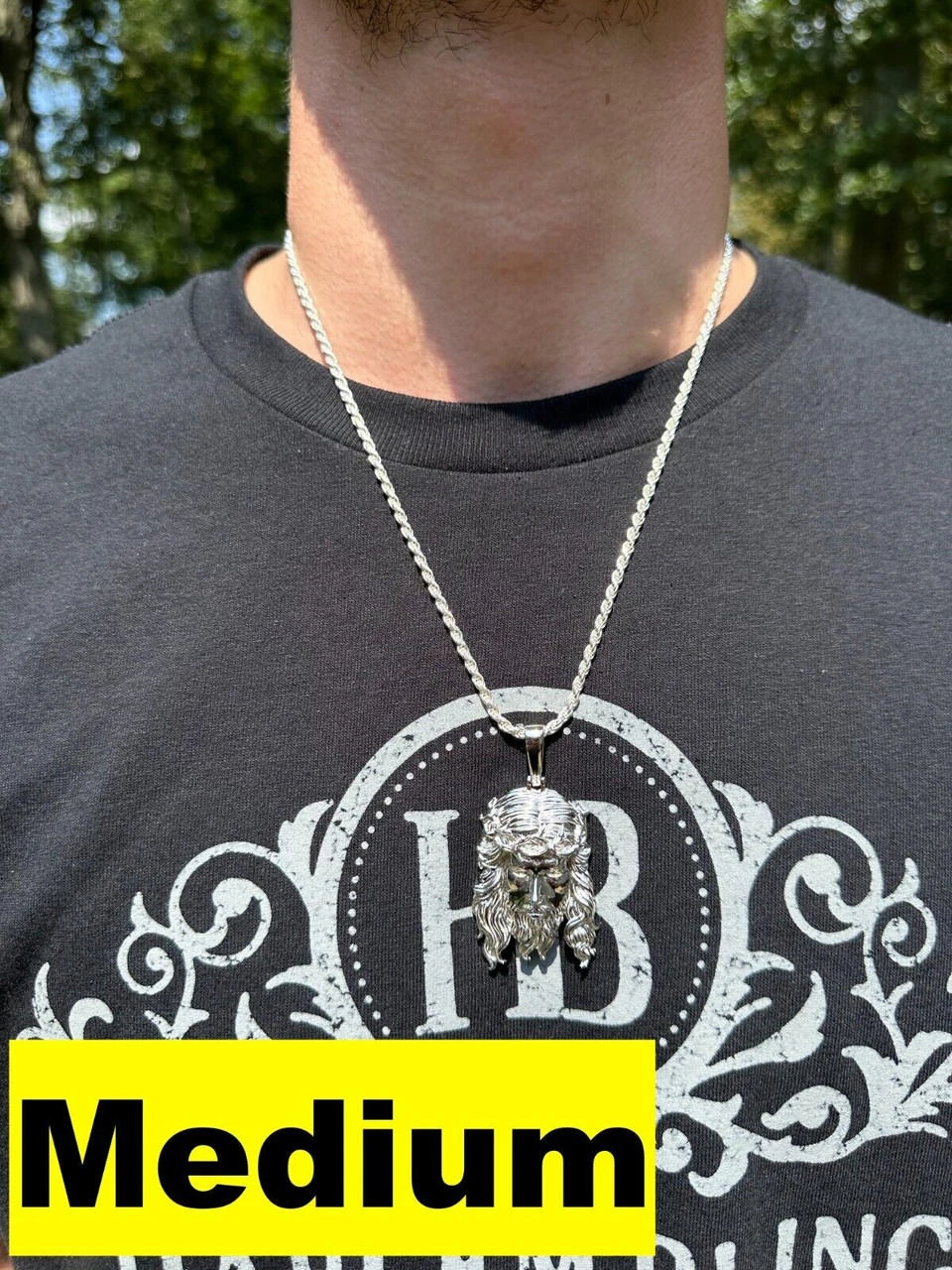 HEAVY SOLID Real Solid 925 Sterling Silver Jesus Piece Pendant Necklace - 1-2.5" 7 HEAVY SOLID Real Solid 925 Sterling Silver Jesus Piece Pendant Necklace - 1-2.5" - Image 5