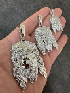 HEAVY SOLID Real Solid 925 Sterling Silver Jesus Piece Pendant Necklace - 1-2.5" 33 HEAVY SOLID Real Solid 925 Sterling Silver Jesus Piece Pendant Necklace - 1-2.5" -Harlem Bling Shop harlembling heavy solid real solid 925 sterling silver jesus piece pendant necklace 1 2.5 75980.1689204348
