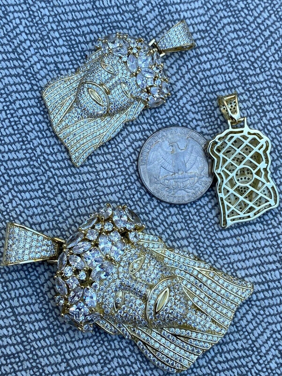 Hip Hop 14k Gold Over 925 Sterling Silver Jesus Piece Flooded Out Pendant Iced 12 Hip Hop 14k Gold Over 925 Sterling Silver Jesus Piece Flooded Out Pendant Iced - Image 10