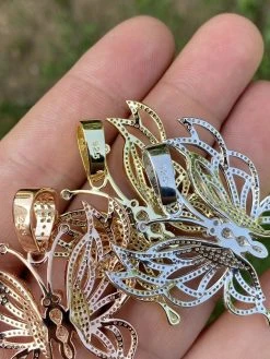 Hip Hop Butterfly Piece - Ladies Iced Real 925 Silver Gold Or Rose Necklace BIG 26 Hip Hop Butterfly Piece - Ladies Iced Real 925 Silver Gold Or Rose Necklace BIG -Harlem Bling Shop harlembling hip hop butterfly piece ladies iced real 925 silver gold or rose necklace big 15602.1664374209