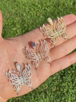 Hip Hop Butterfly Piece - Ladies Iced Real 925 Silver Gold Or Rose Necklace BIG 24 Hip Hop Butterfly Piece - Ladies Iced Real 925 Silver Gold Or Rose Necklace BIG -Harlem Bling Shop harlembling hip hop butterfly piece ladies iced real 925 silver gold or rose necklace big 27173.1664378313