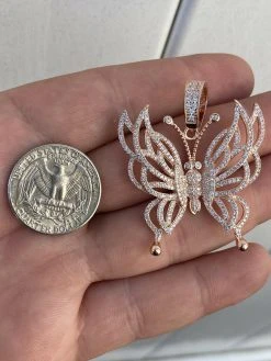 Hip Hop Butterfly Piece - Ladies Iced Real 925 Silver Gold Or Rose Necklace BIG 33 Hip Hop Butterfly Piece - Ladies Iced Real 925 Silver Gold Or Rose Necklace BIG -Harlem Bling Shop harlembling hip hop butterfly piece ladies iced real 925 silver gold or rose necklace big 49310.1665669844