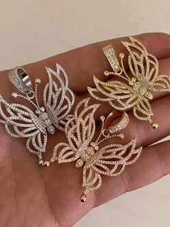 Hip Hop Butterfly Piece - Ladies Iced Real 925 Silver Gold Or Rose Necklace BIG 36 Hip Hop Butterfly Piece - Ladies Iced Real 925 Silver Gold Or Rose Necklace BIG -Harlem Bling Shop harlembling hip hop butterfly piece ladies iced real 925 silver gold or rose necklace big 66279.1664382365