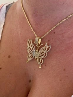 Hip Hop Butterfly Piece - Ladies Iced Real 925 Silver Gold Or Rose Necklace BIG 29 Hip Hop Butterfly Piece - Ladies Iced Real 925 Silver Gold Or Rose Necklace BIG -Harlem Bling Shop harlembling hip hop butterfly piece ladies iced real 925 silver gold or rose necklace big 87684.1664373923