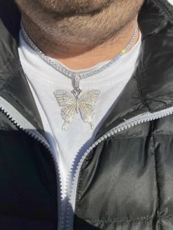 Hip Hop Butterfly Piece - Mens Ladies Iced Real 925 Silver Gold Finish Necklace 19 Hip Hop Butterfly Piece - Mens Ladies Iced Real 925 Silver Gold Finish Necklace -Harlem Bling Shop harlembling hip hop butterfly piece mens ladies iced real 925 silver gold finish necklace 48422.1664400263
