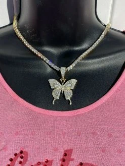 Hip Hop Butterfly Piece - Mens Ladies Iced Real 925 Silver Gold Finish Necklace 21 Hip Hop Butterfly Piece - Mens Ladies Iced Real 925 Silver Gold Finish Necklace -Harlem Bling Shop harlembling hip hop butterfly piece mens ladies iced real 925 silver gold finish necklace 51919.1664374874