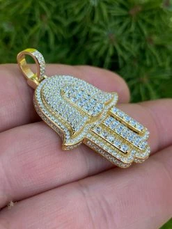Hip Hop Hamsa Hand Pendant Iced Moissanite Pass Diamond Tester Necklace Gold 28 Hip Hop Hamsa Hand Pendant Iced Moissanite Pass Diamond Tester Necklace Gold -Harlem Bling Shop harlembling hip hop hamsa hand pendant iced moissanite pass diamond tester necklace gold 73633.1665670559