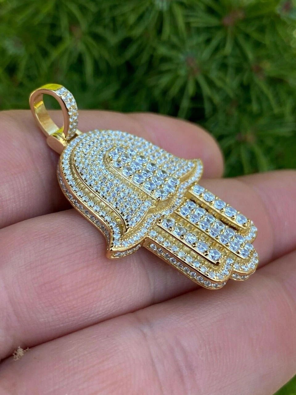 Hip Hop Hamsa Hand Pendant Iced Moissanite Pass Diamond Tester Necklace Gold 15 Hip Hop Hamsa Hand Pendant Iced Moissanite Pass Diamond Tester Necklace Gold - Image 13
