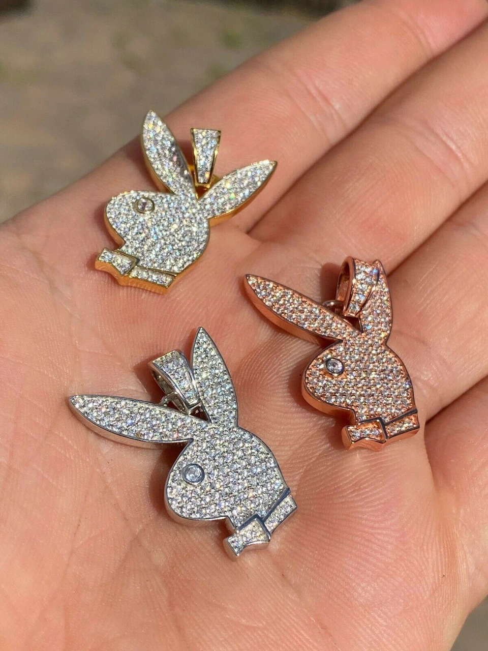 Hip Hop Playboy Bunny Pendant - Iced Diamond Real 925 Silver Gold Rose Necklace 7 Hip Hop Playboy Bunny Pendant - Iced Diamond Real 925 Silver Gold Rose Necklace - Image 5