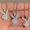 Hip Hop Playboy Bunny Pendant - Iced Diamond Real 925 Silver Gold Rose Necklace 2 Hip Hop Playboy Bunny Pendant - Iced Diamond Real 925 Silver Gold Rose Necklace -Harlem Bling Shop harlembling hip hop playboy bunny pendant iced diamond real 925 silver gold rose necklace 94402.1664383104