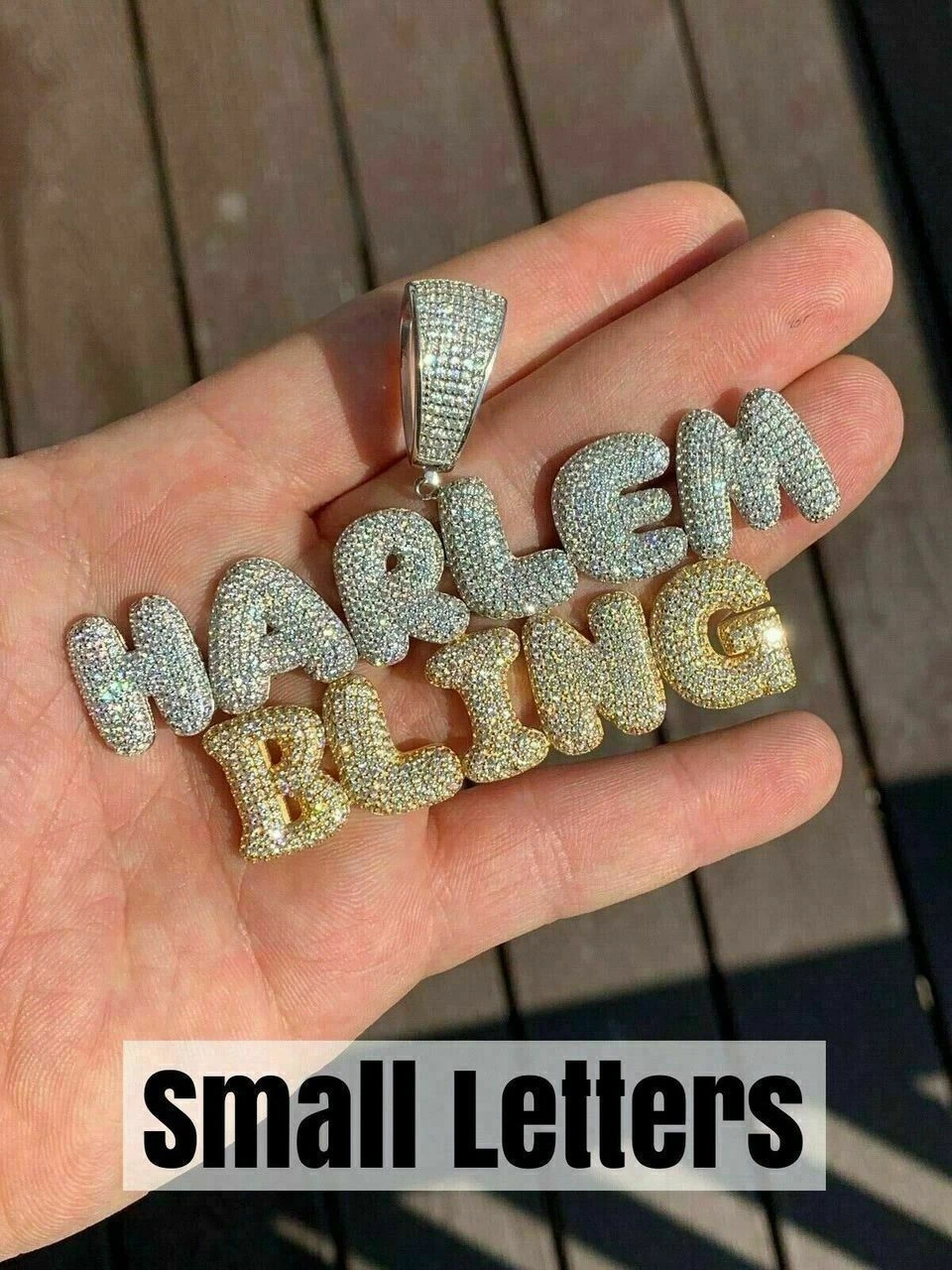 HipHop Real Custom Bubble Letter Name Pendant Iced Moissanite Pass Diamond Test 5 HipHop Real Custom Bubble Letter Name Pendant Iced Moissanite Pass Diamond Test - Image 3
