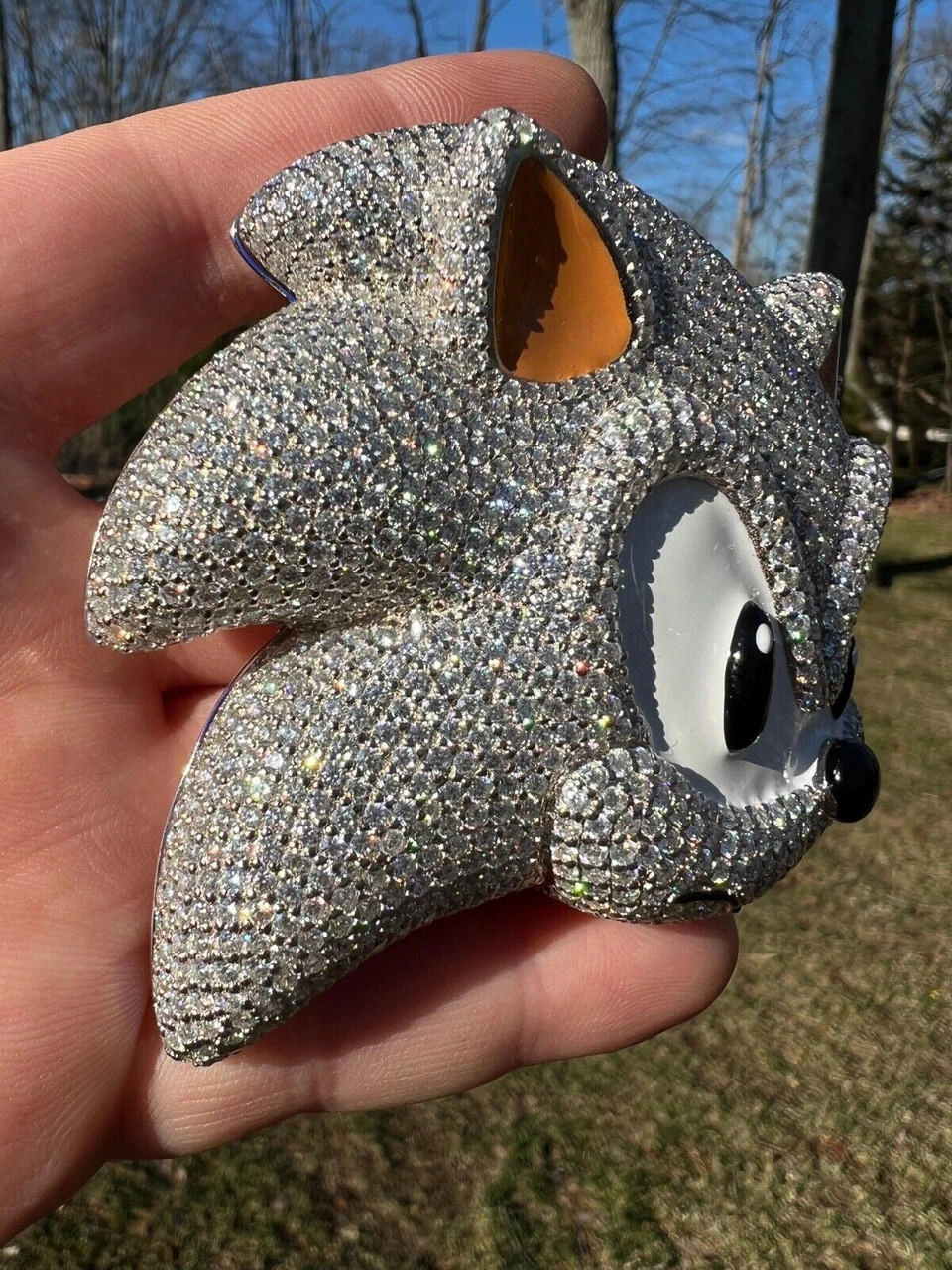 HUGE 3" 35.5ct MOISSANITE 925 Silver Sonic The Hedgehog Iced Pendant Necklace 17 HUGE 3" 35.5ct MOISSANITE 925 Silver Sonic The Hedgehog Iced Pendant Necklace - Image 15