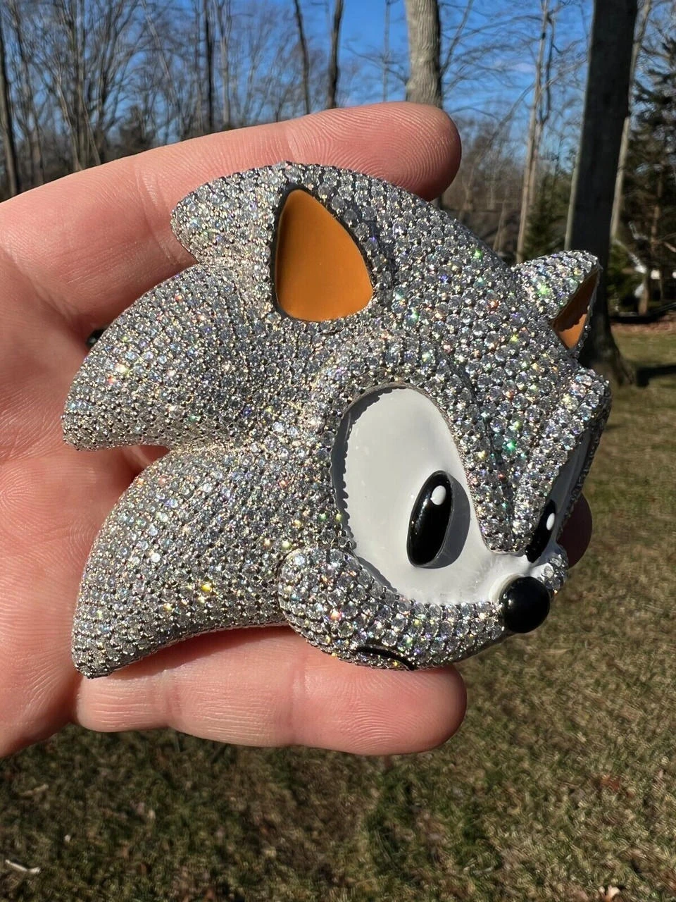 HUGE 3" 35.5ct MOISSANITE 925 Silver Sonic The Hedgehog Iced Pendant Necklace 14 HUGE 3" 35.5ct MOISSANITE 925 Silver Sonic The Hedgehog Iced Pendant Necklace - Image 12