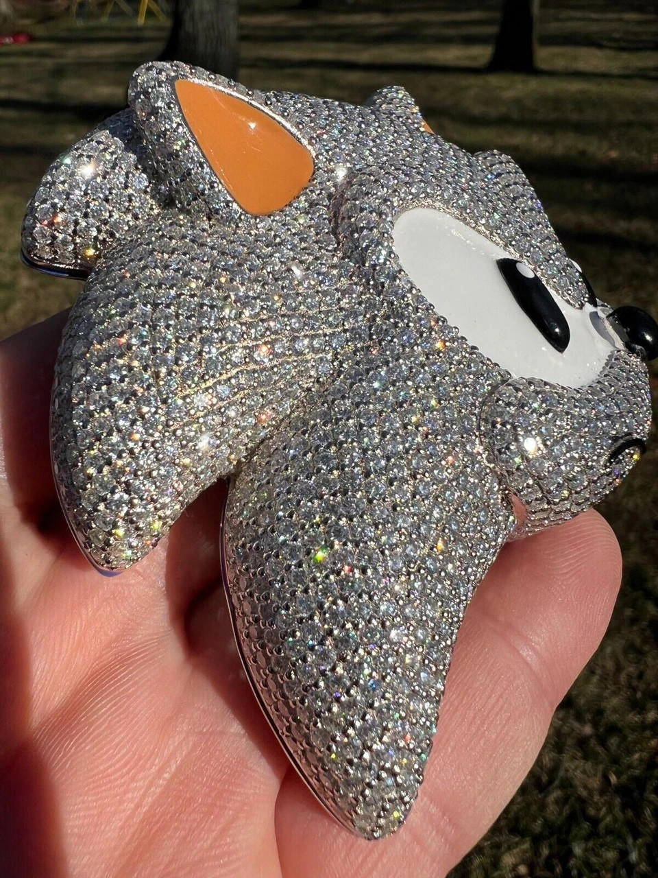 HUGE 3" 35.5ct MOISSANITE 925 Silver Sonic The Hedgehog Iced Pendant Necklace 7 HUGE 3" 35.5ct MOISSANITE 925 Silver Sonic The Hedgehog Iced Pendant Necklace - Image 5