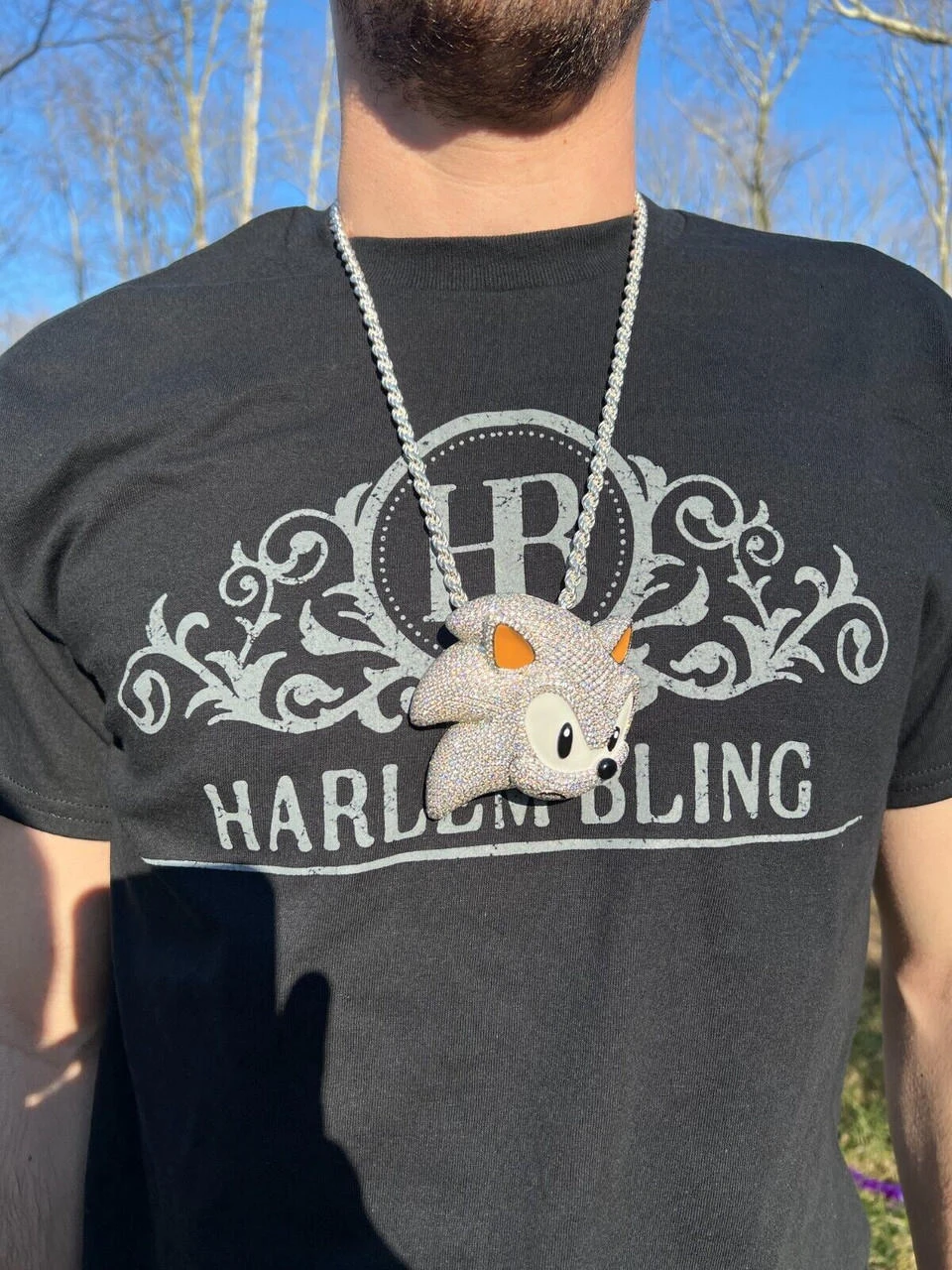 HUGE 3" 35.5ct MOISSANITE 925 Silver Sonic The Hedgehog Iced Pendant Necklace 4 HUGE 3" 35.5ct MOISSANITE 925 Silver Sonic The Hedgehog Iced Pendant Necklace - Image 2