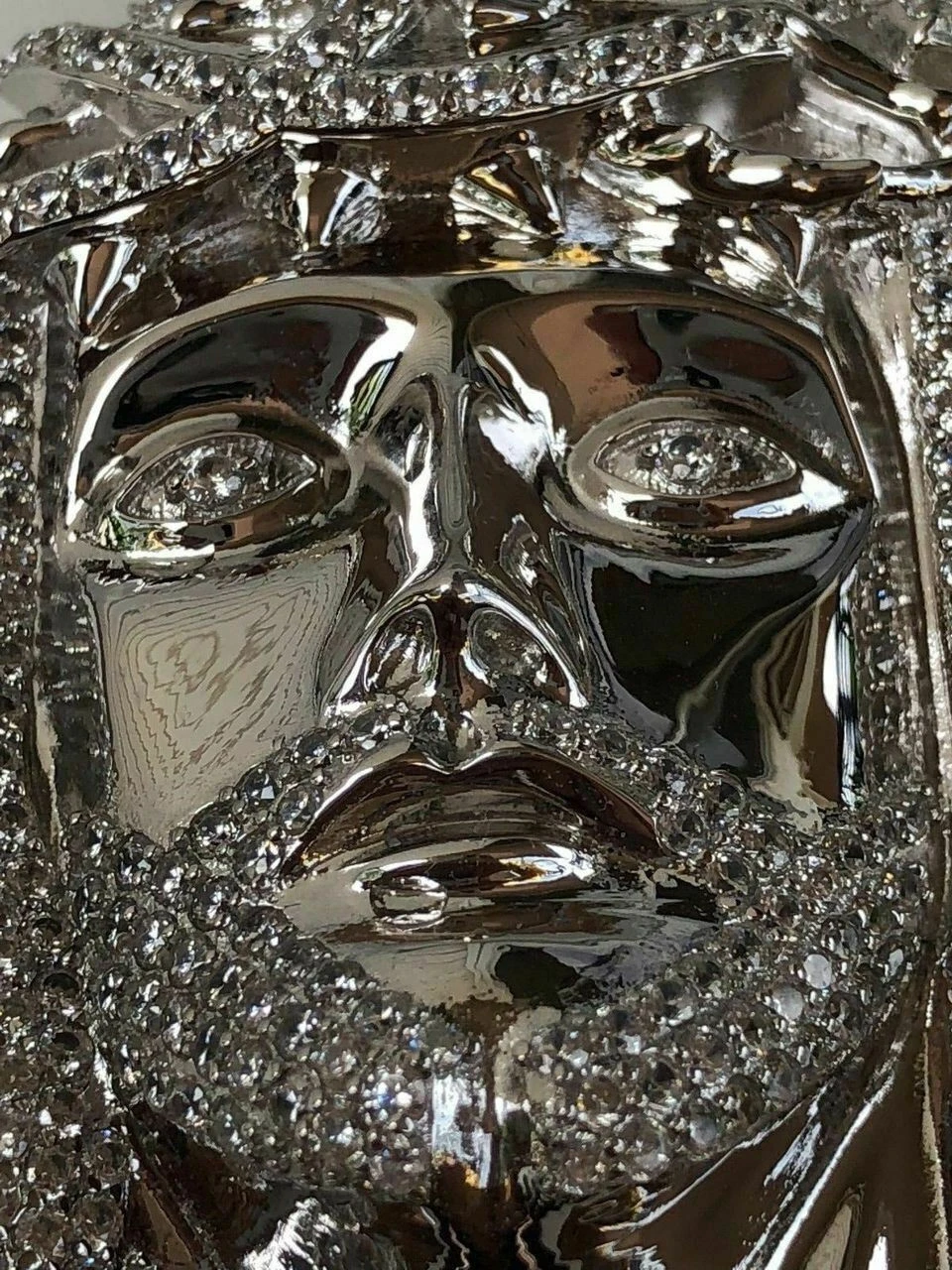 HUGE 3" Jesus Pendant Piece Solid 925 Silver 3ct ICY Diamond & Moon Cut Chain 12 HUGE 3" Jesus Pendant Piece Solid 925 Silver 3ct ICY Diamond & Moon Cut Chain - Image 10