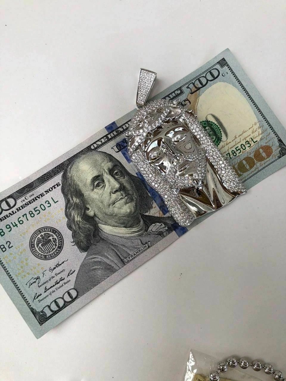 HUGE 3" Jesus Pendant Piece Solid 925 Silver 3ct ICY Diamond & Moon Cut Chain 6 HUGE 3" Jesus Pendant Piece Solid 925 Silver 3ct ICY Diamond & Moon Cut Chain - Image 4