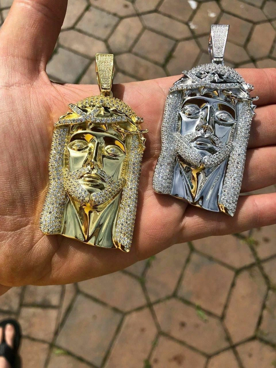 HUGE 3" Jesus Pendant Piece Solid 925 Silver 3ct ICY Diamond & Moon Cut Chain 7 HUGE 3" Jesus Pendant Piece Solid 925 Silver 3ct ICY Diamond & Moon Cut Chain - Image 5