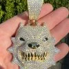 Huge 3.5" Iced Hip Hop 14K Gold Vermeil 925 Angry Pitbull Dog Pendant Necklace -Harlem Bling Shop harlembling huge 3.5 iced hip hop 14k gold vermeil 925 angry pitbull dog pendant necklace 28688.1664358967